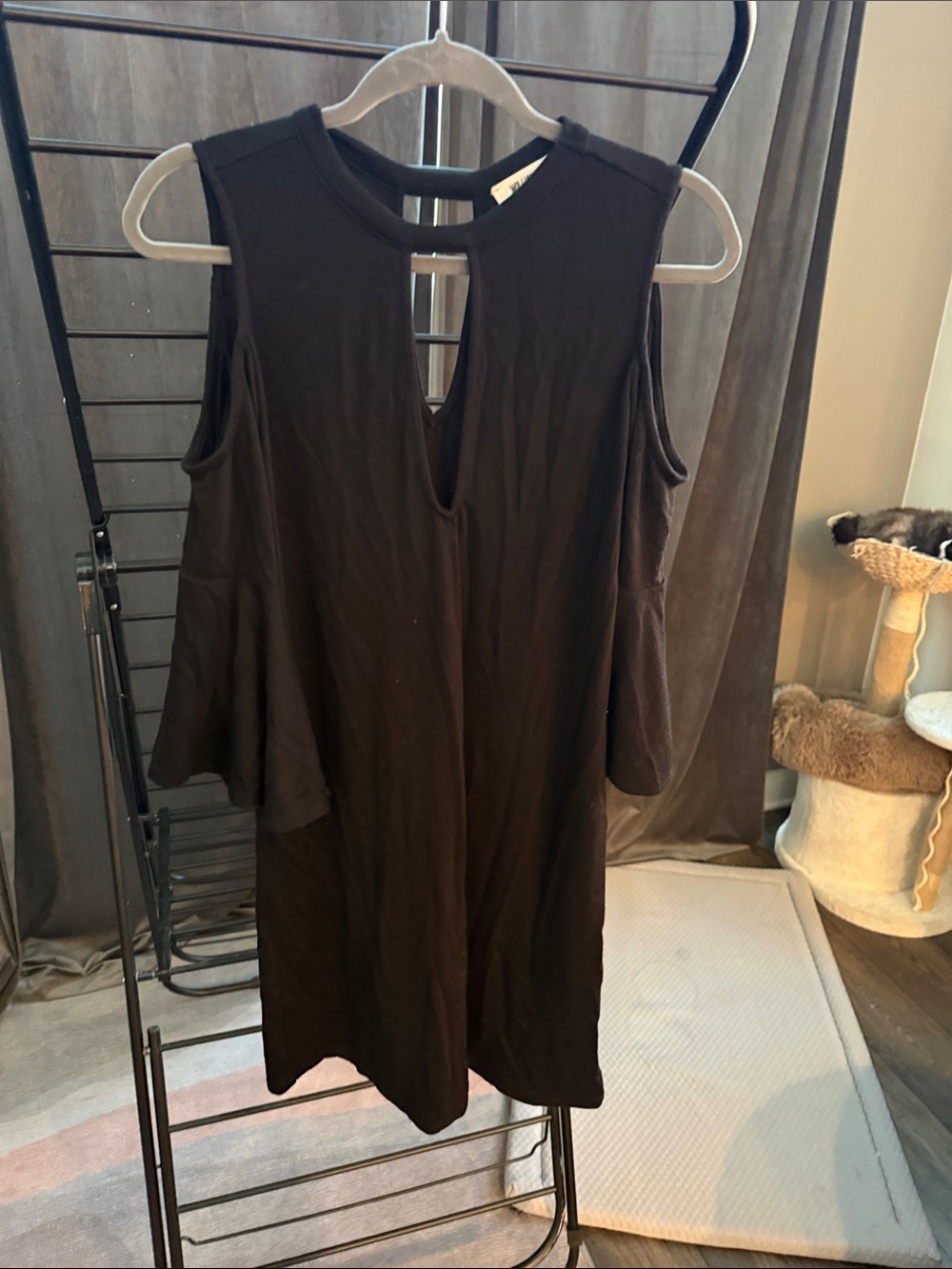 William Rast Black Cold-Shoulder Shift Dress